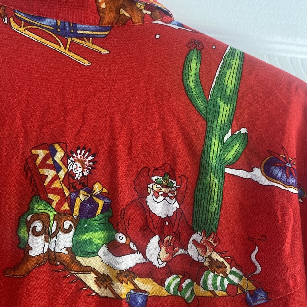 Susie's Country Western Christmas Shirt Womens Size S Red Cotton Vintage - Picture 9 of 9